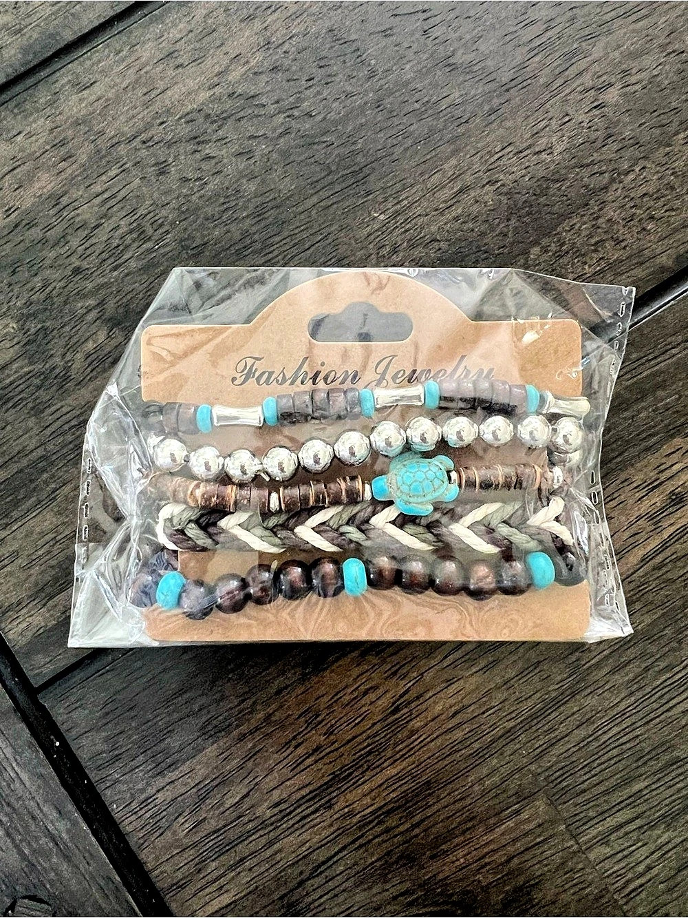 Beaded Bracelet Set in Brown & Blue NWT